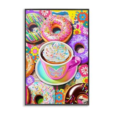 Imagem de Stupell Industries Donuts pastel e caneca de café emoldurada giclée design de arte de parede por Jess Stempel, moldura preta, 12 x 18