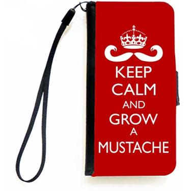 Imagem de Rikki Knight Keep Calm and Grow a Mustache Red Color Flip Wallet Case com aba magnética para Apple iPhone 5c