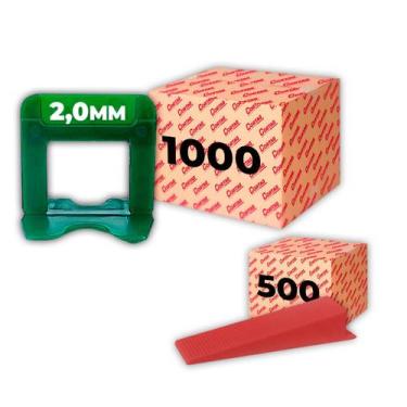 Imagem de Kit Espaçador Nivelador Eco C/1000/2000 Pçs Mais Cunha de Nivelamento 