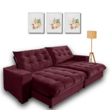 Imagem de Sofá Retrátil e Reclinável 2,30m com Molas Ensacadas. (Vinho)