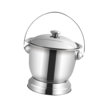 Imagem de harayaa Pote de câmara de escarradeira de aço inoxidável com tampa, mictório portátil para banheiro, mictório noturno para mulheres, homens, uso doméstico,