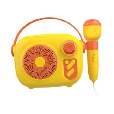 Imagem de Luwecf Máquina de karaokê para crianças com microfone, brinquedo educacional, brinquedo musical, brinquedo de aprendizagem, alto-falante portátil para