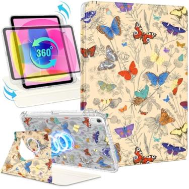 Imagem de Shorogyt Capa magnética para iPad 10ª geração de 10,9 polegadas 2022 com suporte magnético para mulheres - Design fofo com rotação de 360 graus para meninas com suporte de lápis para Apple i Pad 10