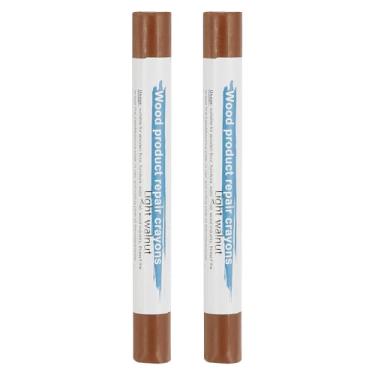 Imagem de PATIKIL Giz de cera para reparo de móveis, 2 peças de bastões de enchimento de madeira de cera de cera de madeira para arranhões Mesas de furos de piso de madeira, nogueira clara