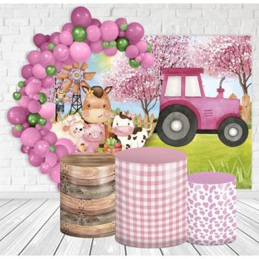 Imagem de Kit Festa Casado Painéis + Capa Para Cilindros  Fazendinha Aquarela Ro