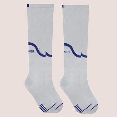 Imagem de 2 Meias 3/4 Compressão Masculina Fitness Corrida Selene, Cinza, Marinh