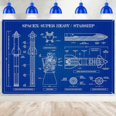 Imagem de Banner espacial super nave estelar decoração de pano de fundo para tema astronauta festa de aniversário chá de bebê fotografia fundo de parede decoração de cabine de fotos suprimentos