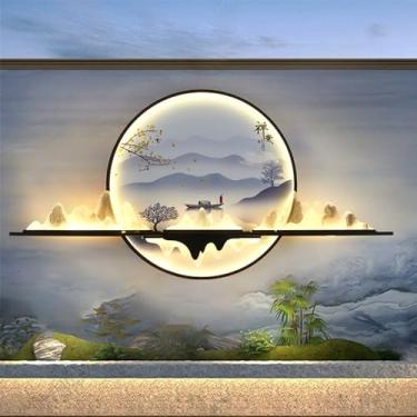 Imagem de Paisagem exterior contemporânea À prova d 'água Lâmpadas de parede Círculo Criatividade Mural Estilo chinês Criativo Elétrico Varanda Decoração LED Lâmpada de parede (B L150CM)