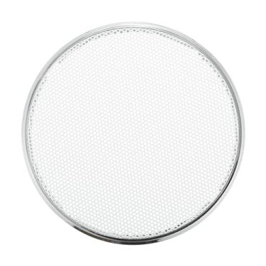 Imagem de ACROPIX Capa universal para grades de alto-falante de carro de 7,6 cm em malha redonda para alto-falante de áudio de 7,6 cm capa protetora de subwoofer revestimento de ferro prateado branco - pacote