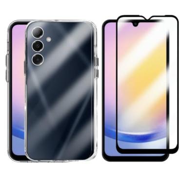 Imagem de Kit Proteção Compatível Samsung Galaxy A25 Capinha Clear Case Space Transparente com Película de Vidro 3D