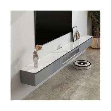 Imagem de Armário de TV Suporte de TV flutuante, console de mídia montado na parede com armazenamento, móveis de sala de estar, estilo moderno Armário de mídia(Gray,180x24x19cm)