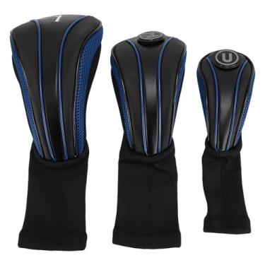 Imagem de 3PCS Clube Cabeça da Cabeça, Capa de Cabeceira de Capa de Madeira, Long Neck Mesh Mesh Golf Club Headcovers Definir Capa de Cabeça para Baixo do Colar (2)