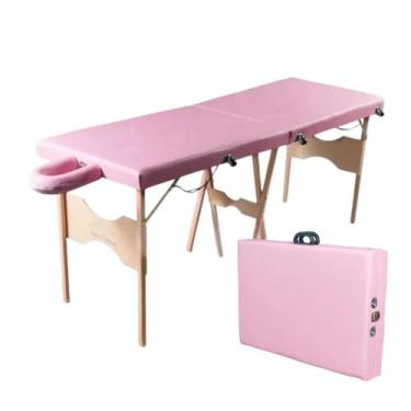 Imagem de Maca Portátil de Madeira Suporta até 200 Kg - Santa Fé Macas, Rosa