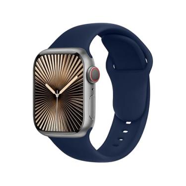 Imagem de SRena bracelete compatvel com Apple Watch Ultra 1, Ultra 2, S10, S9, S8, S6, S5, S4, S3, S2, S1 e serie SE, design sport loop, silicone azul, 40 mm e 44 mm, mulher