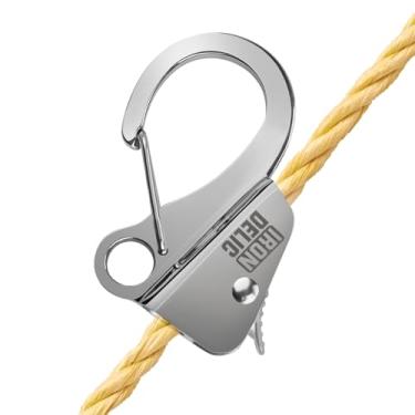 Imagem de IRONDELIC Gancho de âncora de barco de aço inoxidável, sistema de âncora sem nós de liberação rápida para corda de âncora de barco de 3/20.3 cm - 5/20.3 cm, adequado para pontão de barco pequeno,