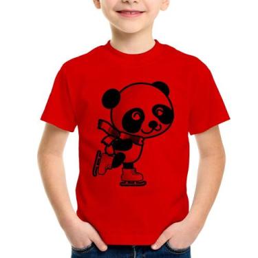 Imagem de Camiseta Infantil Panda de Patins - Foca na Moda, Vermelho, 6