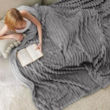 Imagem de Cobertor Bedsure Fleece Frost Grey para Sofá - 274x229cm
