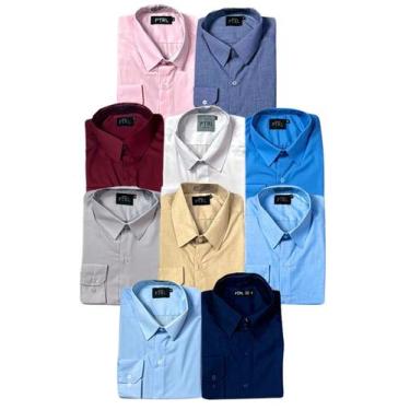 Imagem de KIT 10 peças - Camisa Social Manga Longa Slim e Tipo Linho (sem preto)