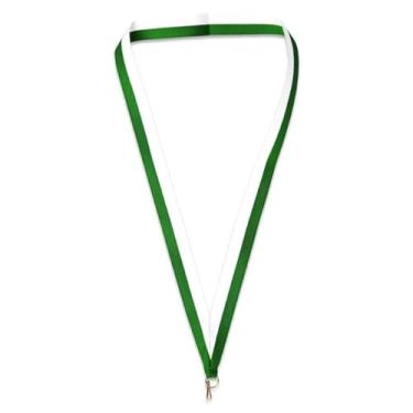 Imagem de PinMart Fita de pescoço multicolorida – Porta-prêmios para medalhas e medalhões – Cordão de fita colorido em branco com clipe