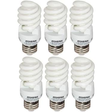 Imagem de Sylvania Lâmpada espiral 13W CFL T2, equivalente a 60W, 850 lúmens, 2700K branco macio, não regulável (branco macio - pacote com 6)
