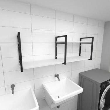 Imagem de Prateleira industrial para lavanderia aço cor preto prateleiras 30 cm 
