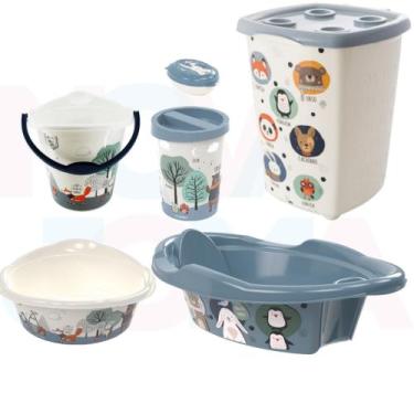 Imagem de Kit Bebe Lixeira,saboneteira,cesto,balde,bacia,banheira 21 Bichinhos A