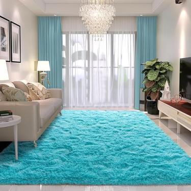 Imagem de Awaytail Tapete fofo 15 x 23 cm - Tapetes de berçário para quarto - Tapete de pelúcia de 3,6 cm de altura - Tapete felpudo para quarto - azul-petróleo