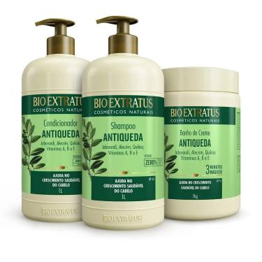 Imagem de Kit Bio Extratus Jaborandi Antiqueda Shampoo Condicionador Máscara 1Litro/1Kg