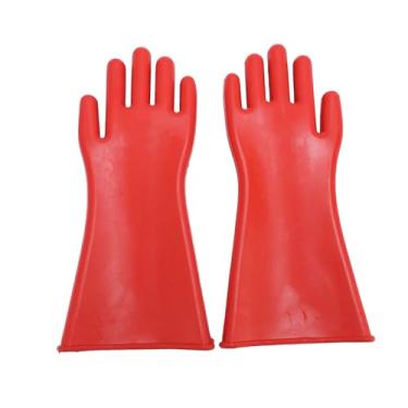 Imagem de Luvas de borracha isoladas eletricamente para eletricistas, luvas de trabalho de proteção de segurança à prova d'água de alta tensão de eletricista de 12 KV, luvas isolantes