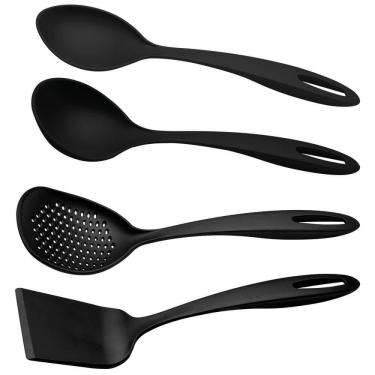 Imagem de Jogo de Utensílios Tramontina Ability Em Nylon Preto Resistente 4 Peças 25199001