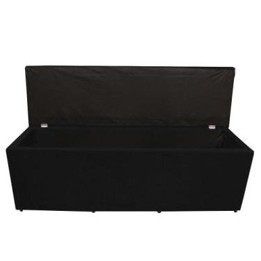 Imagem de Calçadeira Baú Paris Casal 140 cm Botão Strass Suede Preto Do Lar Móve