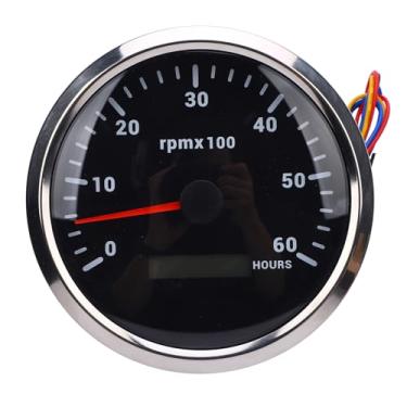 Imagem de Tacômetro 110mm 4 3/8in Com 7 Backlight de Cor 6000rpm de 6000rpm e Medidor de Hora para Trailer de Trator de Caminhão Caróis de Trailer Dc 9 a 32V (Black Dial Silver Buzel CXA007)