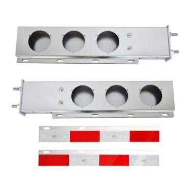 Imagem de TBOZZ Barra traseira de suspensão de lama cromada com recortes de luz espaçamento de parafuso de 6,5 cm, mola carregada, com placa refletiva