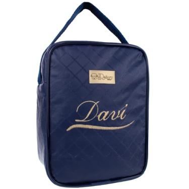 Imagem de Porta Mamadeira Bebê Lancheira Marmitinha Frasqueira Térmica Personalizada com Nome (Azul Marinho)