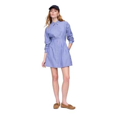 Imagem de GAP Minivestido feminino justo e flare, Listra azul, M