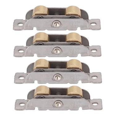 Imagem de Trava da Porta de Tela, Hardware Deslizante Hardware Deslizante Trava de Porta Inoxidável Aço de Cobre Rolamento de Rolamento de Roda Montagem 4pcs para Porta de Vidro (Roda plana)