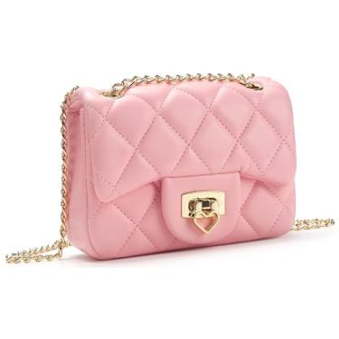 Imagem de LJCTULY Bolsa infantil para meninas de 3 a 14 anos, bolsa infantil com trava de coração, linda bolsa transversal com alça de corrente, rosa, 5.8"x 2.5"x 4", Clássico, casual, moderno