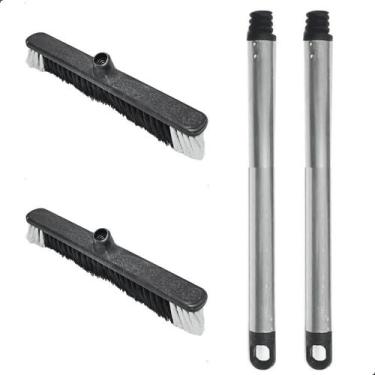 Imagem de Vassoura com Cabo de Alumínio 1,20 Metro Kit com 2 Unidades, Pelo Sint