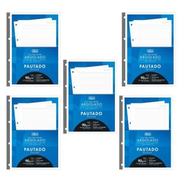 Imagem de Kit 05 Refil Tiliflex Para Caderno Argolado Fichário Universitário 80 