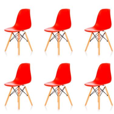 Imagem de Conjunto 6 Cadeiras Charles Eames Eiffel Vermelha - brs