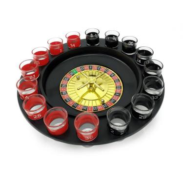 Imagem de Roleta Drink Cássino Jogo De Bebidas 16 Copinhos De Vidro