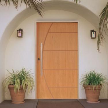 Imagem de Porta Pivotante Belíssima 6 Padrão Imbuia Batente 14 Puxador Tubo 60cm 110 X 210 Esquerdo Natural