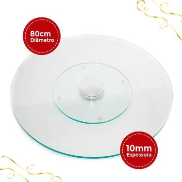 Imagem de Prato Giratório Decorativo Vidro Temperado 10Mm Incolor 80Cm