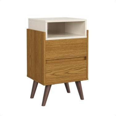 Imagem de Mesa de Cabeceira Verona, 2 Gavetas com Nicho, 67 x 38,5 x 31 cm, Decoração Quarto (NATURE/OFF WHITE)