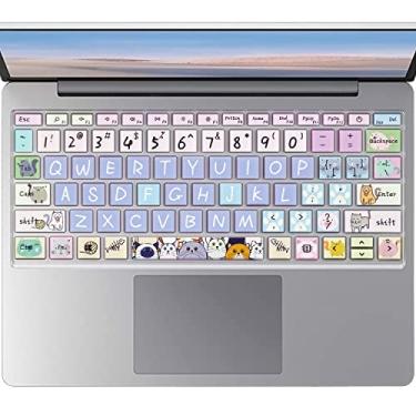 Imagem de WSLUCKO Capa de teclado de silicone para laptop Microsoft Surface de 12,4 polegadas Go 1/2/3, gato fofo
