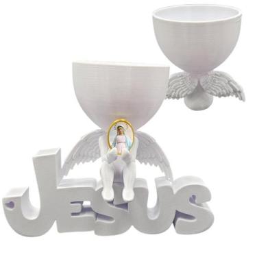 Imagem de Anjinho da Guarda Rainha da Paz Jesus 3d Decoração Vaso - Point da Fe