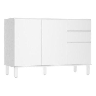 Imagem de Gabinete Para Banheiro Branco E Madeira Oslo 120x82x53 Cm - Luciane