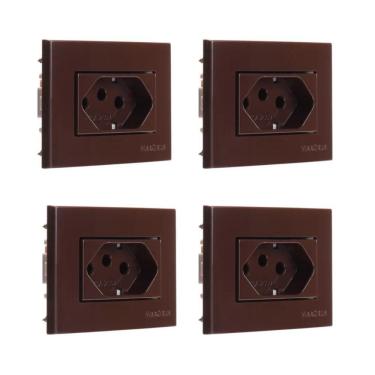 Imagem de Kit Com 04 Tomada Para Moveis Margirius 2P+T Marrom 20A 250V