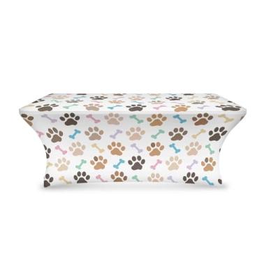 Imagem de Uorisanigo Toalha de mesa elástica de elastano de 1,8 m para mesas dobráveis padrão, toalhas de mesa laváveis, ajustadas para mesas retangulares de 1,8 m, capa de proteção para decoração de festa em