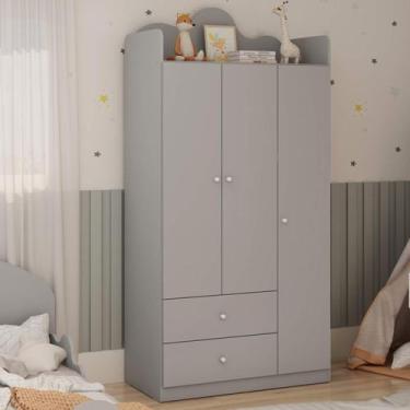 Imagem de Guarda Roupa Roupeiro Infantil com 3 Portas e 2 Gavetas 0937 100% MDF 